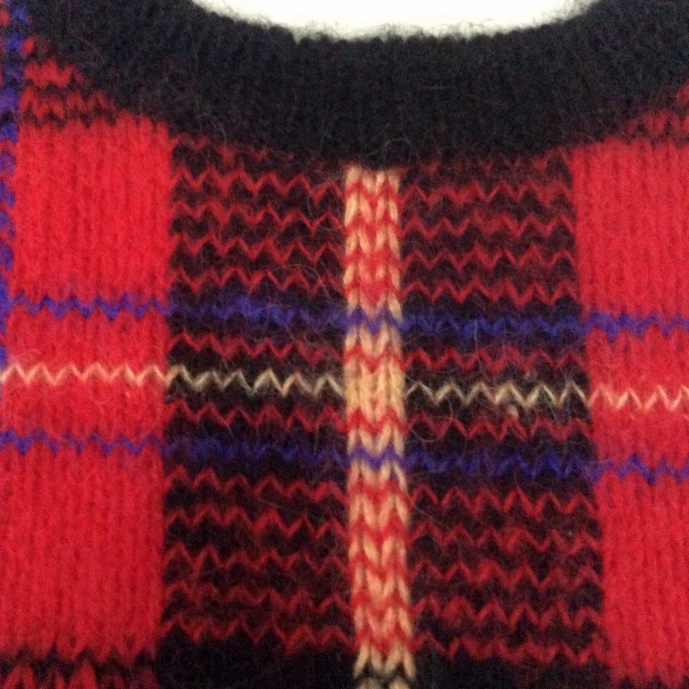Vintage Nell Flowers by JG Hook Red Plaid Tunic Sweater Size Medium - Picture 2 of 7